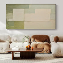 Load image into Gallery viewer, Light Green &amp; Gray Geometric Abstract Painting, Ideal for Minimalist Living Room &amp; Modern Office LargeART1444
