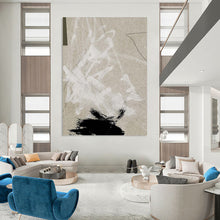 Load image into Gallery viewer, “Earthy Strokes” - Beige, white, black, textured brushstrokes and shapes DTP168
