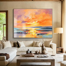 Load image into Gallery viewer, Colorful Abstract Sunset Sea Painting On Canvas DKH419
