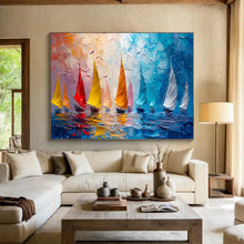 Load image into Gallery viewer, Colorful “Sailing Adventure at Sea” Painting on Canvas, Nautical Art Centerpiece DKH800
