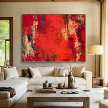 Load image into Gallery viewer, Large - Scale Red - Gold Abstract Art for Dining Room &amp; Luxury Hotel LargeART0472
