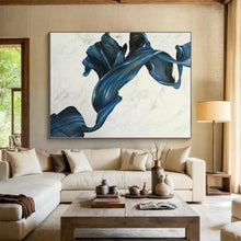 Load image into Gallery viewer, Oversized Blue Ribbon - Like Abstract Acrylic for Modern Dance Studio &amp; Elegant Home Office LargeART0349
