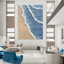 Load image into Gallery viewer, “Textured Beach Waves” – Realistic, textured beach scene with blue waves and beige sand. DTP333
