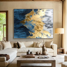 Load image into Gallery viewer, Oversized Gold - Leaf Mountain Abstract Acrylic for Luxury Home Office LargeART0285
