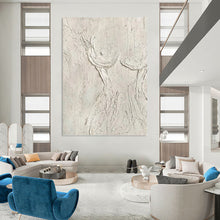 Load image into Gallery viewer, “Textured White Figure Abstract” Abstract Painting on Canvas, Artistic Wall Statement DKH989
