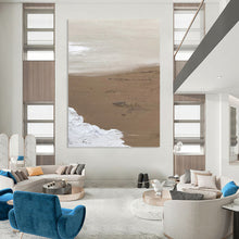 Load image into Gallery viewer, “Sandy Shore” – Smooth beige and white, with textured white “waves” and brown “sand” DTP375

