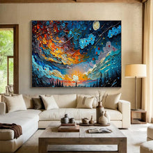 Load image into Gallery viewer, Night Sky “Colorful Cosmos” Painting on Canvas, Dynamic Celestial Art DKH878
