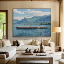 Load image into Gallery viewer, Scenic Lake &amp; Mountain Abstract Painting for Coastal Home &amp; Nature - Lover’s Lounge DKH093
