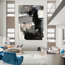 Load image into Gallery viewer, “Grey and Black Minimalist Abstract” - Grey, Black, White Abstract Art on Canvas DKH1263

