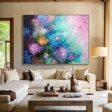 Load image into Gallery viewer, Hand - painted Oversized Colorful Floral Abstract Acrylic Art for Feminine Living Rooms LargeART0065
