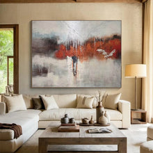 Load image into Gallery viewer, Abstract Landscape Painting with Gray, Red, and White for Modern Art Space &amp; Thoughtful Library DKH299
