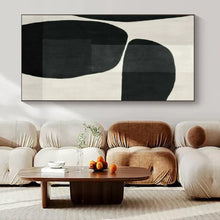 Load image into Gallery viewer, Black &amp; White Rounded Abstract Painting, Perfect for Modern Living Room &amp; Art - Themed Library LargeART1448
