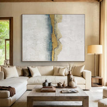 Load image into Gallery viewer, Oversized Gold - Accented Minimalist Abstract Acrylic Art for Luxury Bedroom &amp; High - End Office LargeART0413
