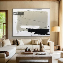 Load image into Gallery viewer, Large - Scale Minimalist Gray - Black Abstract Art - Ideal for Serene Bedroom &amp; Modern Office Lounge LargeART0800
