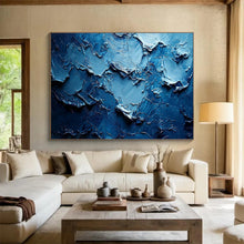 Load image into Gallery viewer, Textured Blue Abstract Painting on Canvas - “Deep Blue Textures” DKH758
