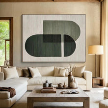 Load image into Gallery viewer, Green &amp; Black Geometric Abstract Art – Ideal for Modern Office Lobby &amp; Minimalist Living Room LargeART0674
