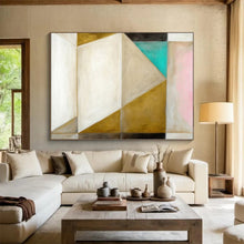 Load image into Gallery viewer, Hand - painted Extensive Geometric Shapes in Neutral and Color Acrylic Art for Modern Art Galleries LargeART1779
