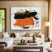 Load image into Gallery viewer, Black, Yellow, and Orange Abstract Forms Acrylic Art - Perfect for Contemporary Gallery &amp; Vibrant Studio Space LargeART0607

