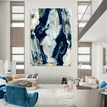 Load image into Gallery viewer, Dynamic Black &amp; White Forms – Abstract Acrylic with Gold Accents DTP244

