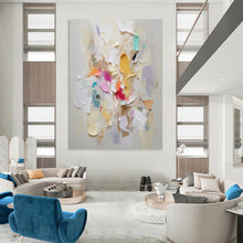 Load image into Gallery viewer, “Colorful Vertical Burst” Abstract Impasto Painting on Canvas, Dynamic Decor DKH973
