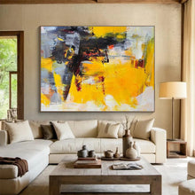 Load image into Gallery viewer, Bold Yellow Abstract Painting On Canvas DKH429
