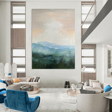 Load image into Gallery viewer, “Soft - Toned Mountain Landscape” - Impressionistic Abstract Acrylic, Ideal for Bedroom and Home Office DTP010
