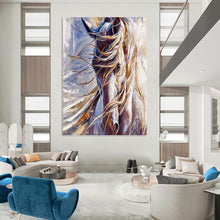 Load image into Gallery viewer, “White Horse with Flowing Mane” - Impressionistic Equine Art on Canvas DKH1653
