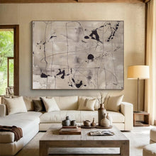 Load image into Gallery viewer, Black And White Abstract Line Painting On Canvas DKH446
