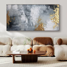 Load image into Gallery viewer, Gray &amp; Gold Textured Abstract Canvas Painting 2, Great for Industrial - Chic Office &amp; Modern Hallway LargeART1261
