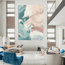 Load image into Gallery viewer, “Blush &amp; Teal Abstract Flow” – Softly Textured Acrylic Painting with Calming Tones DTP277
