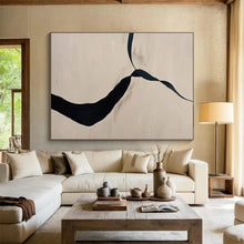 Load image into Gallery viewer, Black and Beige Abstract Ribbon Art for Elegant Hallway &amp; Minimalist Bedroom DKH145
