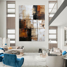 Load image into Gallery viewer, “Textured Industrial Abstract” - Brown, Black, White Abstract Art on Canvas DKH1308
