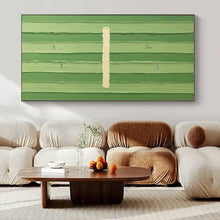 Load image into Gallery viewer, Green Striped Abstract with Figures, Suited for Whimsical Garden Room &amp; Sports - Lover’s Den LargeART1356
