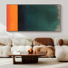 Load image into Gallery viewer, Green - Orange Divide Abstract Canvas Painting, Ideal for Modern Dining Room &amp; Art - Centric Hallway LargeART1188
