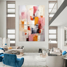 Load image into Gallery viewer, Pink &amp; Orange Abstract Composition, Fit for Bohemian Bedroom &amp; Vibrant Lounge LargeART2278
