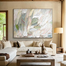 Load image into Gallery viewer, Textured Pastel Green - Pink Abstract Painting for Bohemian Bedroom &amp; Light - Filled Café DKH261
