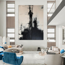 Load image into Gallery viewer, “Black and White Urban Abstract” - Black, White, Grey Abstract Art on Canvas DKH1261
