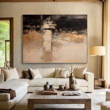 Load image into Gallery viewer, Oversized Hand - painted Earth - Toned Abstract Reflection Acrylic Art for Rustic - Inspired Living Spaces LargeART0252
