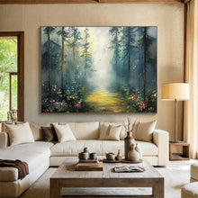 Load image into Gallery viewer, Forest Path “Misty Glow” Painting on Canvas, Ethereal Landscape Art DKH871

