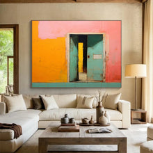 Load image into Gallery viewer, Color - Blocked Doorway Abstract Painting on Canvas - “Vibrant Threshold” DKH641
