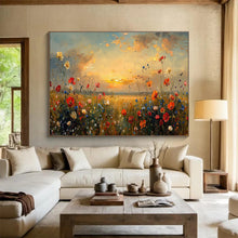 Load image into Gallery viewer, Sunset Flower Field Abstract Painting for Dreamy Nursery &amp; Romantic Restaurant DKH257
