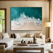 Load image into Gallery viewer, Aerial Beach View Abstract Painting on Canvas - “Coastal Waves” DKH699
