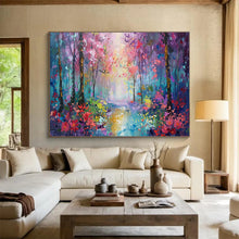 Load image into Gallery viewer, Colorful Forest Painting on Canvas - “Enchanted Woodland” DKH765
