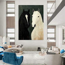 Load image into Gallery viewer, “Two Horses in Simplified Form” Abstract Painting on Canvas, Rustic Living Decor DKH1003
