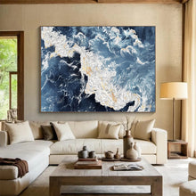 Load image into Gallery viewer, Blue Ocean Wave Abstract - Dynamic Living Room Art LargeART1528

