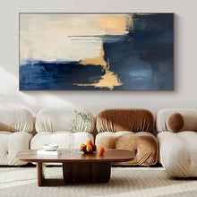 Load image into Gallery viewer, Navy &amp; Gold Abstract Canvas Painting 2, Suited for Art - Filled Hallway &amp; Modern Boutique LargeART1310
