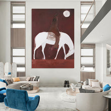 Load image into Gallery viewer, “Rider on White Horse” - Brown, White, and Red Figurative Art on Canvas DKH1425

