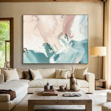 Load image into Gallery viewer, Blush &amp; Teal Flow: Soft - Hued Abstract Motion Large - Scale Hand - painted Abstract Acrylic Art DLZ182
