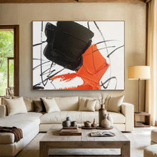 Load image into Gallery viewer, Large Bold Orange - Black Dynamic Art - Great for Creative Studio &amp; Trendy Bar Lounge LargeART0786
