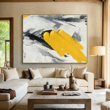 Load image into Gallery viewer, Yellow, Gray, and White Textured Art Acrylic Art - Great for Scandinavian - style Kitchen &amp; Bright Home Office LargeART0616
